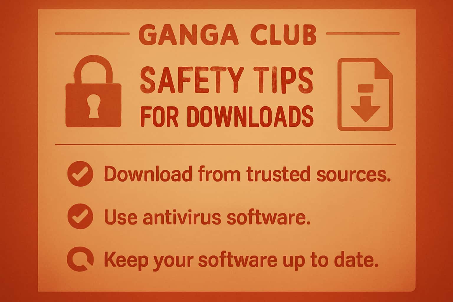Informative graphic depicting safety tips for downloading the Ganga Club app.