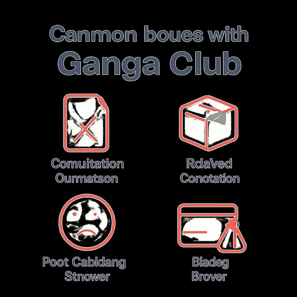 An educational diagram showing common issues with the Ganga Club app.