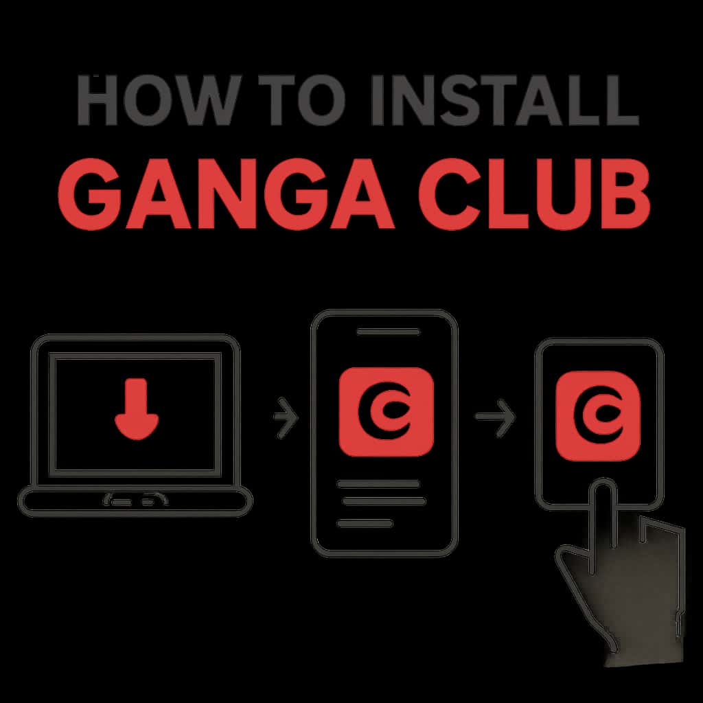 An educational diagram about installing the Ganga Club app.